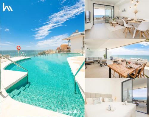 Modern apartment with a large private terrace, pool, sauna, gym, and sea views in Fuengirola