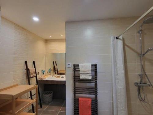 Koupelna v ubytování Gîte cosy avec jardin, terrasse et parking entre Châteaux de la Loire et ZooParc de Beauval - FR-1-491-350