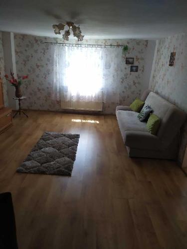 a living room with a couch and a rug at Jagiellonka in Inowrocław