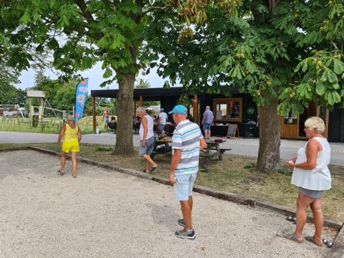 a group of people playing a game in a park at Chalet 501a op Recreatiepark De Wielen in Sint Maarten