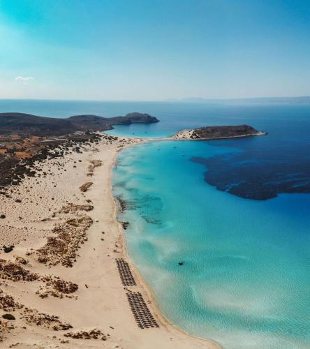 an aerial view of a beach in the ocean at Elafonisos Mare in Elafonisos
