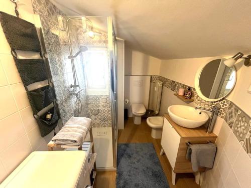 的里雅斯特UrbanNest Trieste的带水槽和淋浴的小浴室