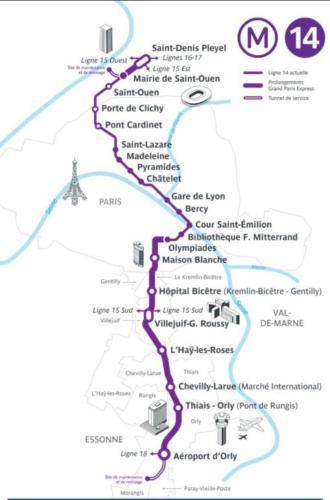 a map of the china subway line at Super F2 à 5mn aéroport d'Orly parking privé gratuit in Paray-Vieille-Poste