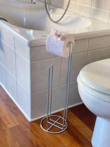 a roll of toilet paper on a holder in a bathroom at CasafioRita in Mattarana