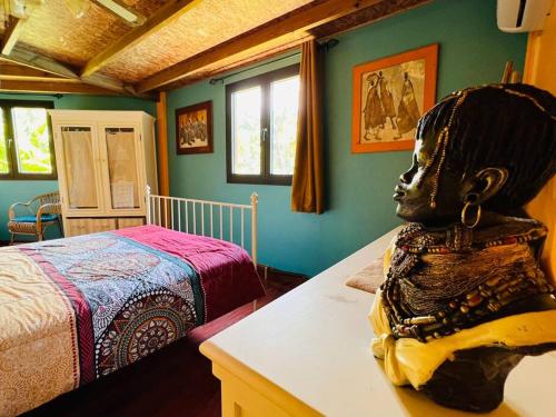 Postel nebo postele na pokoji v ubytování Terres D'Éden, Le Gîte de Charme