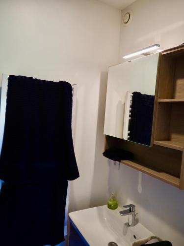 un baño con lavabo y espejo en Udée belle vue, en Gan
