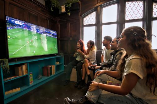 Una televisión o centro de entretenimiento en Play Hostel Garden