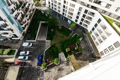 an aerial view of a courtyard in a city at EVRA APARTMENTS Royal 2 in Timişoara