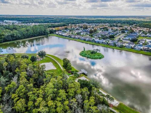 an aerial view of an island in a lake at Your Home Away from Home! in Kissimmee