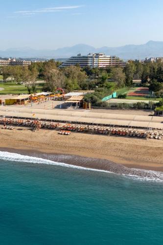 an aerial view of the beach and the ocean at Megasaray Resort Side in Side