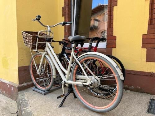 a bike is parked next to a building at Modern Stay I Cosy & Central Apartments in Koblenz