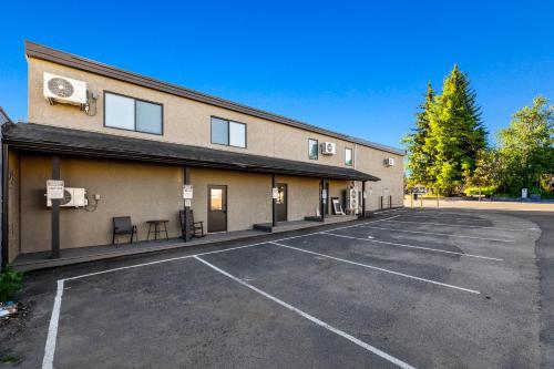 a parking lot in front of a building at New! Brand new Downtown Loft 203 - Lake views, half block from lake, restaurants, and shopping in McCall
