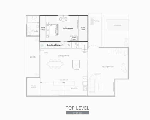 a floor plan of a house at Gorgeous 3 bedroom raked ceiling cabin on the hill in Blackbutt
