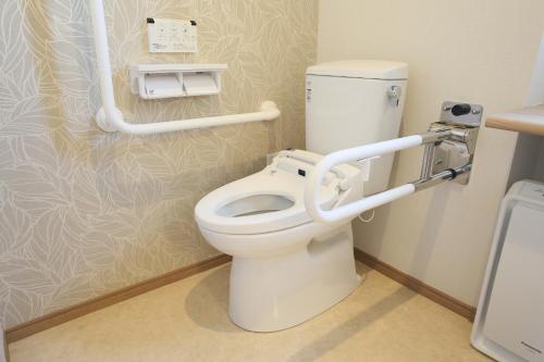 a bathroom with a white toilet in a room at Family Stay Tsukuba Room in Tsukuba