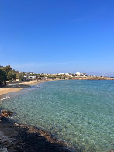 a view of a beach with the ocean at CAELI PAROS by Kostas & Joanna Studios in Logaras