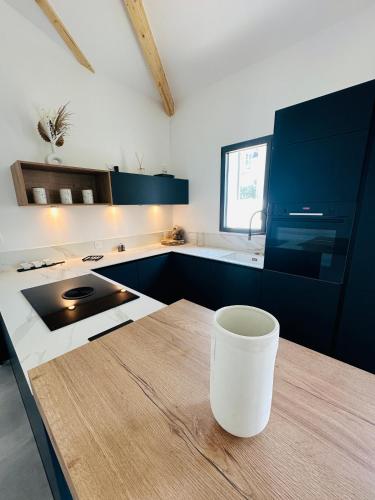 Dapur atau dapur kecil di Villa Océan vue mer 6 pers accès place direct