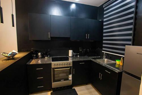 Kuchyň nebo kuchyňský kout v ubytování Andrena Smart Haven Lakeside Condo in Entebbe