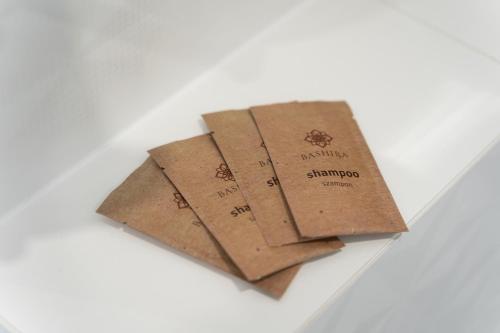 a stack of brown paper sitting on top of a table at Your Holidays Waves in Międzyzdroje