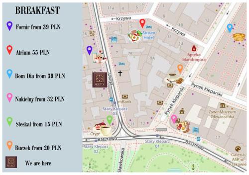 een kaart van de geschatte locatie van een park bij Aparthotel Maria in Krakau