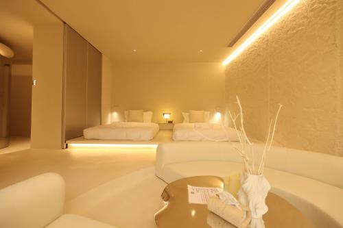 Cama o camas de una habitación en 大胡子民宿