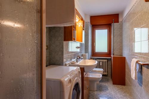 库马约尔APPARTAMENTO LE GINESTRE - Relax e vista Montagna - COUR 0248的配有洗衣机和水槽的浴室
