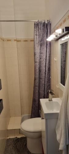 une salle de bain avec toilettes et lavabo dans l'établissement Paris 16 studio 1, à Paris