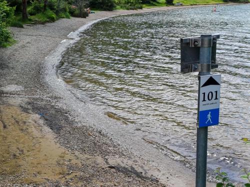 a sign on the side of a body of water at Apartment Alenka by Interhome in Omišalj