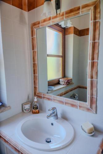 a bathroom with a sink and a mirror at Il Borgo nel bosco in Canterano