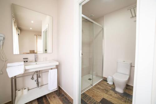 a bathroom with a sink and a toilet at Villa Oasis de Bardenas & Piscina in Valtierra
