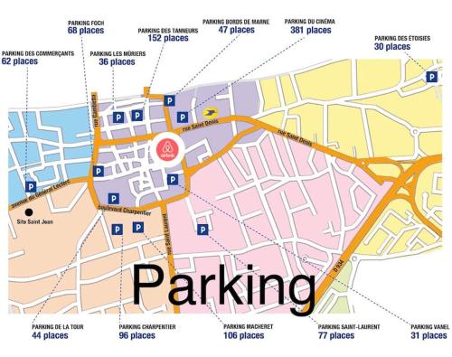a map of a parking lot at Studio Woody entre Disney et Paris in Lagny