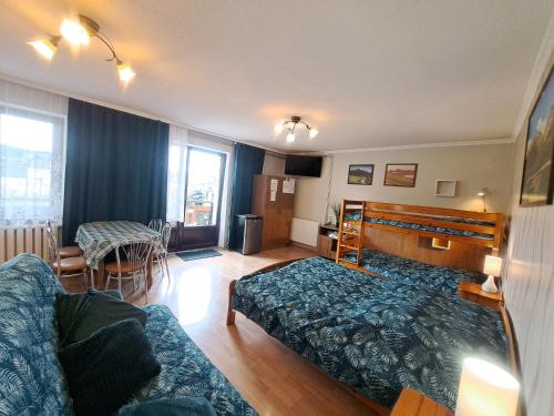 a living room with a bed and a couch at Arenda Noclegi Niedzica in Niedzica