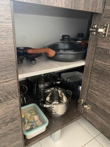 Dapur atau dapur kecil di Erkel 19 Apartmanház