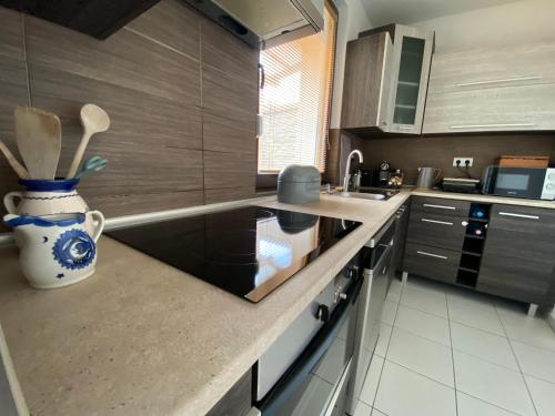 Dapur atau dapur kecil di Erkel 19 Apartmanház