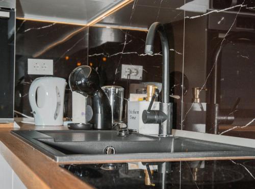a kitchen counter with a sink and a mixer at Apartment Matko in Ploče