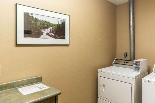 a laundry room with a washing machine and a picture on the wall at Comfort Inn Duluth West in Duluth