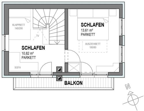 a floor plan of a building with a plan at Troadkasten Chalet Unterkoller in Bischofshofen