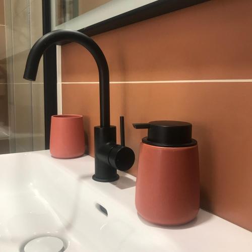 - un comptoir de cuisine avec évier et robinet dans l'établissement La Magnifique, Et Pop Et Chic !, à Poitiers