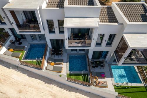 an aerial view of a villa on the beach at Pearl of Thassos in Skala Potamias