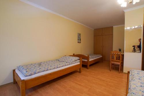 Postel nebo postele na pokoji v ubytování U Gienka Pod Lasem
