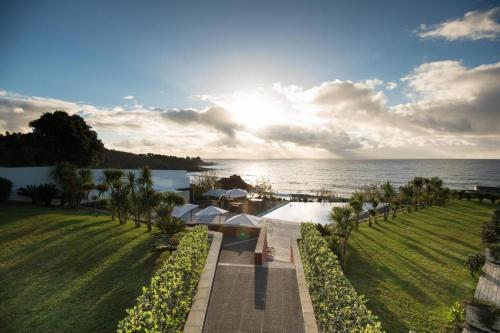 an aerial view of a resort with the ocean at Marina Mar II Premium in Vila Franca do Campo