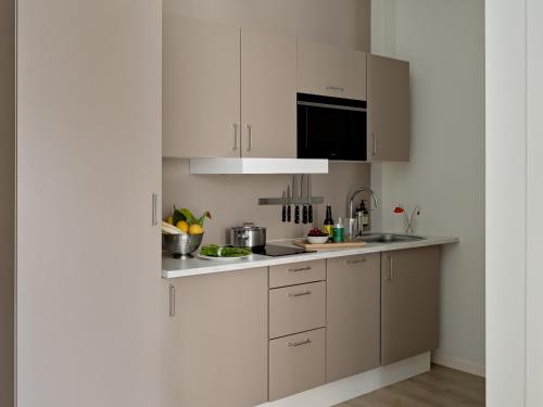 Η κουζίνα ή μικρή κουζίνα στο Flora Apartment Hotel