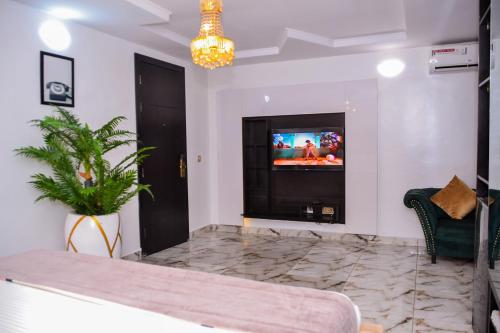 TV a/nebo společenská místnost v ubytování Executive Luxury Room - Spa - Gym - Parking