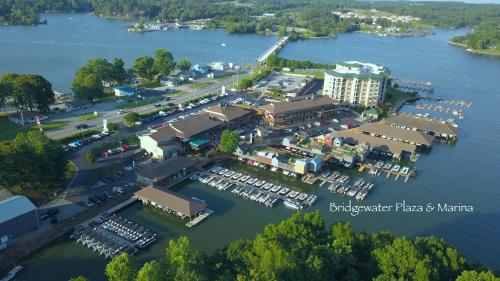 an aerial view of a marina on the water at Beechwood Cove in Moneta