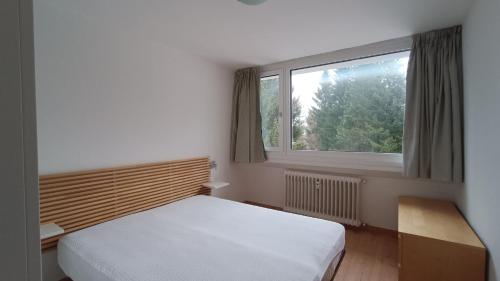 a bedroom with a white bed and a window at Residence Copai in Mezzana