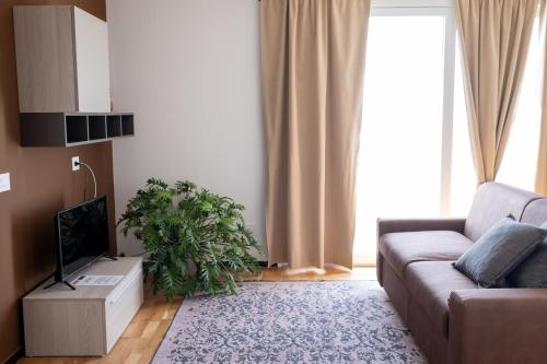 a living room with a couch and a plant at FP Apartments Pizzo in Pizzo