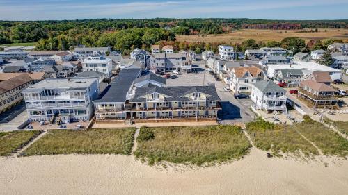 an aerial view of a large house on the beach at Abellona Inn & Suites in Old Orchard Beach