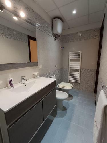 a bathroom with a sink and a toilet at Adelè posto tranquillo al centro del paese in Santa Cesarea Terme