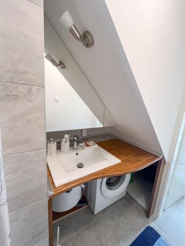 a bathroom with a sink and a toilet at Casa Placa in Kornić