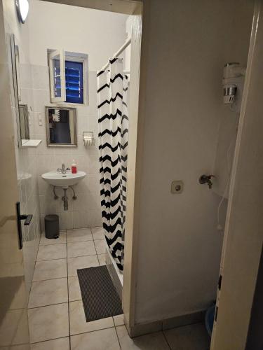 a bathroom with a sink and a toilet and a shower at Apartment Melita in Murter