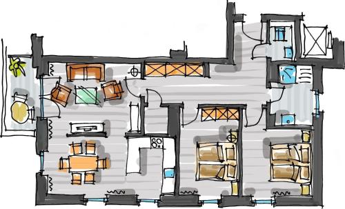 Plantegning af 3-Raum-Ferienwohnung ohne Meerblick